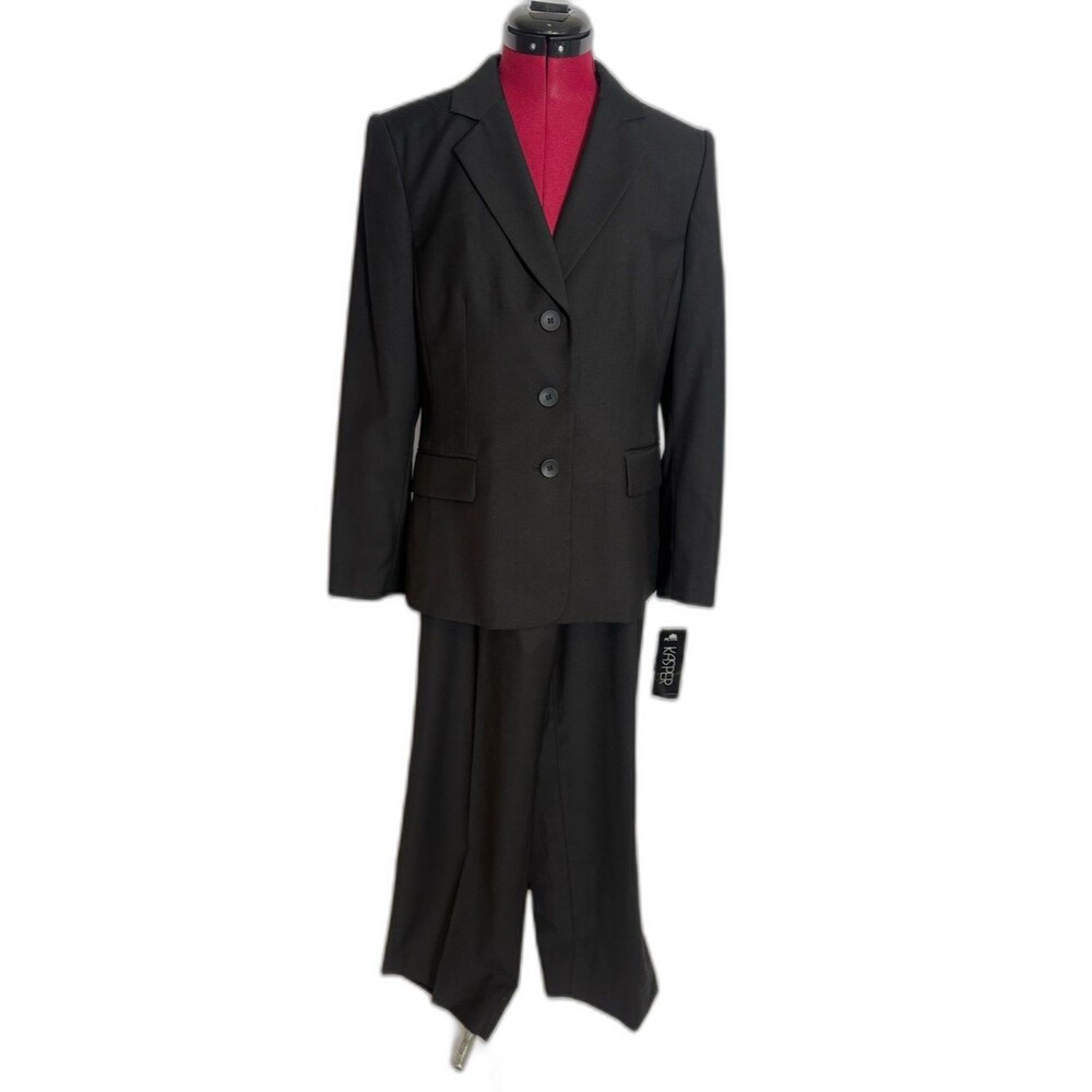 NWT Kasper Pantsuit Women's Size 10P Black 2-Piece Set Blazer & Pants